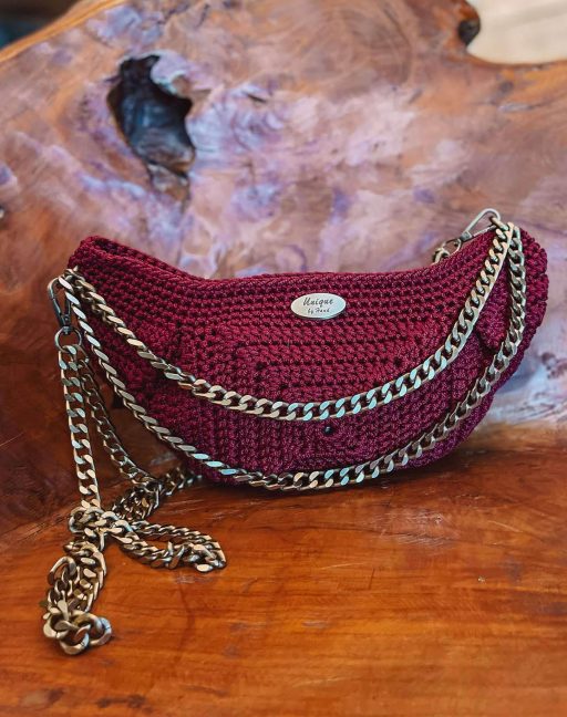Handmade Burgundy Cross Bag