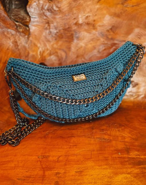 Handmade Petrol Blue Cross Bag